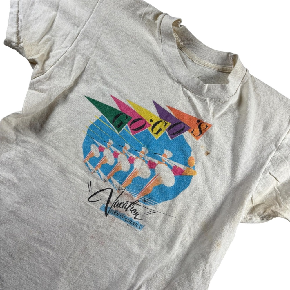 VTG 1982 The Go-Gos Vacation Tour of America Concert T-Shirt White Sz S